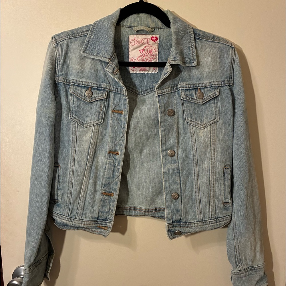 dear AB Slightly Cropped Light Blue Denim Jacket EUC S Jean Jacket Y2K Capsule
